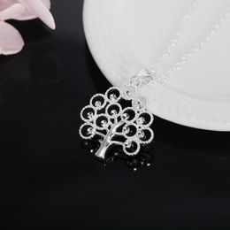 Pendant Necklaces Charm 925 Stamp Silver Colour Necklace For Women 18 Inches Elegant Tree Card Fashion Gifts Party Wedding Jewellery