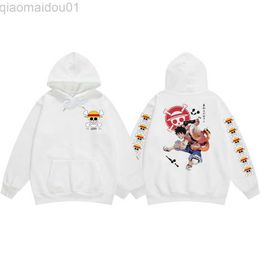 Men's Hoodies Sweatshirts Men's Anime One Piece Luffy Graphic Print Fleece Hoodie Pullover Men Women Winter Manga Sweatshirts Hip Hop Boys Girl Cosy Tops L230721