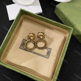 Designer Stud Earrings Lion Pendant G Jewellery Gold Earring Studs for Women Men Letter Dangle Earrings Girls Wedding Jewellery 925 Silver Needle with Box