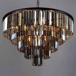 Modern Luxury Crystal Chandelier Elegant K9 crystal Smoky Grey Crystal Suspension Lamparas for Cafe Restaurant el2485