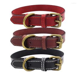 Dog Collars Retro Cowhide Collar Leather Adjustable Pet High Quality Necklace For Small Medium Large Big Dogs Neck Accessories