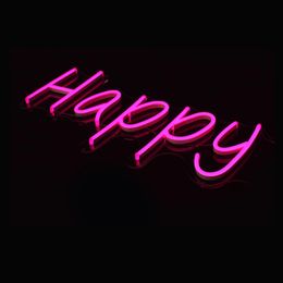 17 14 Inches Happy Logo Sign Digital Tube LED DMX Tube Colour Change Waterproof Neon Signs With Frame2741