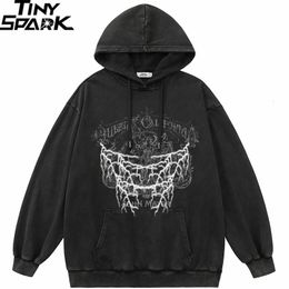 Men s Hoodies Sweatshirts 2023 Hip Hop Streetwear Hoodie Sweatshirt Washed Retro Graphic Lightning Cotton Men Oversized Hooded Pullover Harajuku 230721