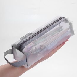 Transparent Pencil Case Mesh Bag For Kids Girls Gift Office School Supplies Kawaii Stationery Nylon Pencilcase