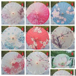 Umbrellas Rainproof Paper Chinese Traditional Craft Wooden Handle Oil Papers Umbrella Party Stage Performance Props Drop Delivery Ho Dhrpi