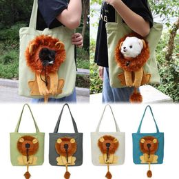 Cat Carriers Canvas Carrier Shoulder Carrying Pet Bag Show Head Cats Sling Cute Lion-Shaped Dog Portable Tote Chest Bags