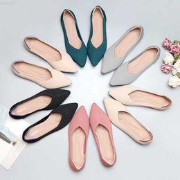 Dress Shoes New Women's Flat Shoes 2022 Casual Moccasin Mixed Color Soft Shoe Ballet Shoes Woman Breathable Knit Pointed Shoes Pregnant Shoe L230721