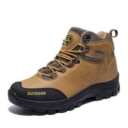 Safety Shoes Brown Men's Outdoor Boots Leather Work Safety Shoes Man Non-slip Casual Hiking Shoes Men Comfortable Military Tactical Boots 230720