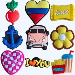 Shoe Parts Accessories Cartoon Cute Charms For Clog Sandals Unsex Decoration Party Birthday Gifts Bus Charm Drop Delivery Otjhv