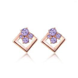 Stud Earrings ER-00316 Korean Rhinestone Earing Birthday Gift Gold Plated Square For Women 2023 Luxury Items With