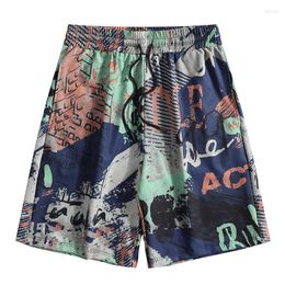 Men's Shorts Beach Printed Letter Loose Lace Up Capris Casual Vacation Short Homme Men Swimwear
