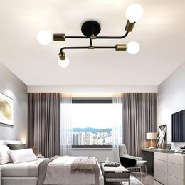 Ceiling Lights Modern Creative Lighting Black Gold 4-Head Bedroom Simple And Personality Living Room Dining Light