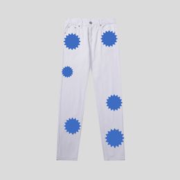 jeans for mens chromee hearts pants mens designer Embroidery Pants Women Oversize Ripped Patch Hole Denim Straight Ch Fashion Streetwear Slimn pants Cross NT33