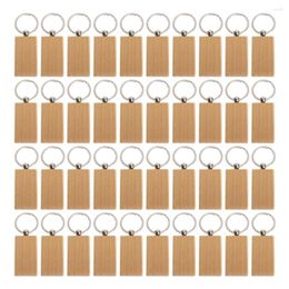 Keychains 10/20pcs Rectangle Wooden Keychain 1.2inch Wood Unfinished With Key Rings For DIY Crafts