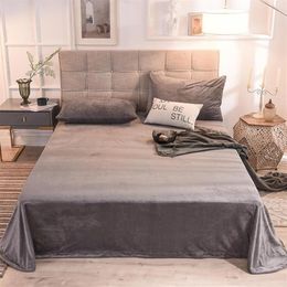 Sheets & Sets 1pc Velvet Bed Sheet Solid Colour Flat Linen Spread On The Grey Pink Cover King Queen Size No Case298m