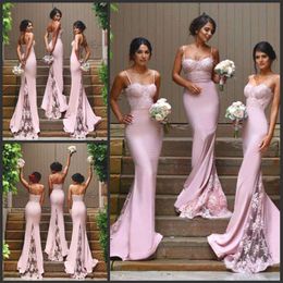 Selling Lace Mermaid Bridesmaid Dresses Long Formal Wedding Guest Evening Dress Spaghetti Strap Maid of Honor Dress Cheap Prom220E