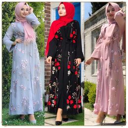 Floral Abaya Turkish Kimono Dubai Muslim Hijab Dress Abayas For Women Kaftan Caftan Marocain Prayer Islamic Clothing Robe Femme306R