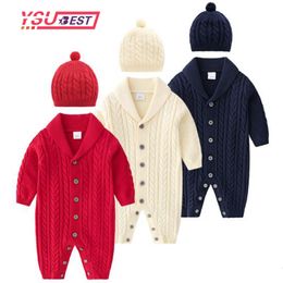 Rompers Winter Baby Rompers Long Sleeve Infant Boys Girls Jumpsuits Clothes Autumn Solid Knitted born Toddler Kids Overalls 230720