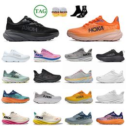 Hoka Running Shoes Bondi 8 Clifton Mens Trainers Hokas Designer Jogging Walking Sneakers Triple White Utility Black Grey Fog Gym Pink Womens Footwear Runner trainer