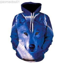 Men's Hoodies Sweatshirts Fashion 3D Wolf Printing Loose Streetwear Spring and Autumn Men's Junior Wolf Hoodie 2023 Funny Animal Street Hip Hop Sweatshirt L230721