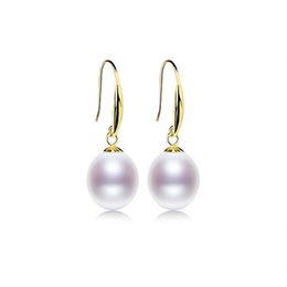 XF800 18K Gold Earrings Natural Fresh Water Au750 Pearl Drop Fine Jewlery Wedding Party Gift For Women Girl E235 210624341I