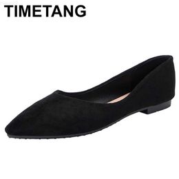 Dress Shoes Autumn Ballet Flats Pointed Toe Shallow Mouth Flat Single Shoes Woman Soft Bottom Comfortable Lazy Shoe 41-43 Large Size Loafers L230721