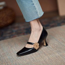 Dress Shoes Shoes for Women Fashion Mary Janes Women's High Heels Floral Office and Career Sexy Slip-on Heels Women Zapatos Mujer 230721