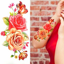 Sexy Flower Arm Temporary Tattoo Sticker Beauty Blue Rose Plum Bossom Lotus Body Chest Leg Waterproof Tatoo Fashion Totem