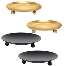 Candle Holders 1pcs Black Gold Round Metal Candlestick Decorated Base Wedding Venue Layout Props