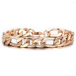 Link Bracelets 10mm 585 Rose Gold Colour Bracelet For Women Men Curb Figaro Chain Lobster Clasp 20cm HCB40