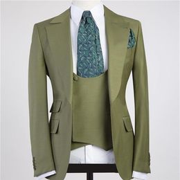 Green Men Suits Blazer For Wedding Costume Homme Groom Tuxedos Set Terno Masculino Slim Fit Vintage Pieces Men's & Blazers2218