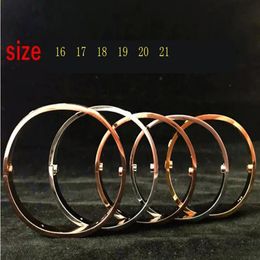 Fashion Jewellery Screw Bangles 316L Titanium Steel with cz stone Gold Silver Rose gold bracelets for women men gift Size 16-21279A