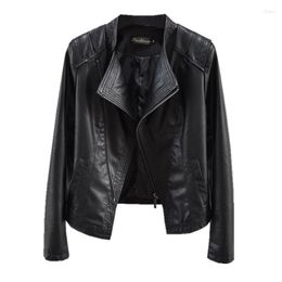 Women's Leather Spring Autumn 2023 Women Jacket Clothing Slim Motorcycle PU Female Short Zipper Fashion Tops Coat