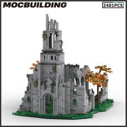 Blocks MOC Building Mediaeval Broken Church Game Scene Series Architectural Model Modular Bricks DIY Creative Assembly Toys Gifts 230721