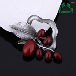 Brooches Vintage Agated Flower Leaf Pin Brooch Scarf Buckle Clip Antique Women Costume Jewellery