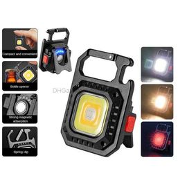 Mini LED Flashlight camping lantern powerful red white yellow lights aluminium Work Light Portable Pocket Torch Keychains USB Rechargeable emergency Camping lamp