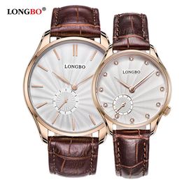 LONGBO Quartz Watch lovers Watches Women Men Couple Dress Watches Leather Wristwatches Fashion Casual Watches Gold 1 pcs 5012246O