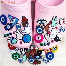 HYBkuaji custom evil eye shoe charms wholesale shoes decorations pvc buckles for shoes