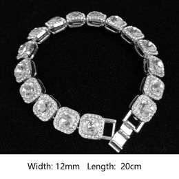 Men's Luxury Tennis Simulated Diamond Fashion Bracelets & Bangles High Quality Gold Plated Iced Out Miami Cuban Bracelet Hip 249s