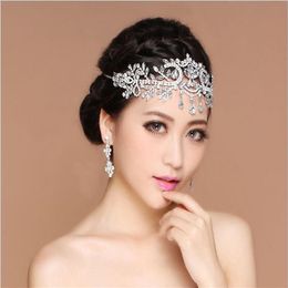 Cheap Bling Silver Wedding Accessories Bridal Tiaras Hairgrips Crystal Rhinestone Headpieces Jewelrys Women Forehead Hair Crowns H182O