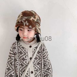 Caps Hats Children Winter Plush Camouflage Peaked Hats Boys Girls Toddler Fisherman Faux Fur Warm Thermal Bucket Hats Kids Baby Sun Caps x0810