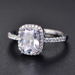 925 Sterling Silver Moissanite Certified Diamond Wedding Ring for Women Engagement Square Coloured Gemstone Zircon Fashion Rings321a
