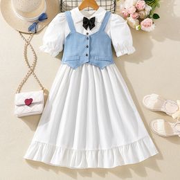 Girls' dress 2023 summer new hot foreign trade dress children's wear big children's hanbok suit net red suspender small skirt su