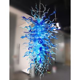 Modern Chandeliers Rustic Blue Shade Colour Hand Blown Glass Chain Chandeliers LED Lighting for Living Room199G