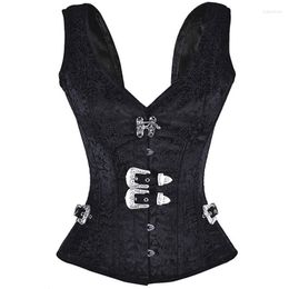 Bustiers & Corsets Womens Shoulder Straps Black Overbust Corset Top Steampunk Gothic Bustier Exotic Corselet Lingerie Waist Cincher Body