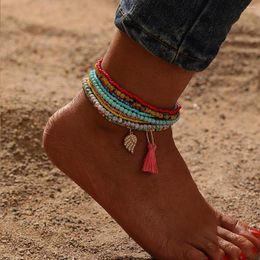 Anklets Bohemian Colorful Seed Beads Beach 9 Pcs Anklet For Women Handmade Summer Ankle Bracelet Jewelry