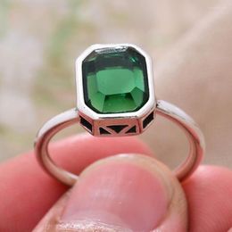 Wedding Rings Elegant Natural Green Crystal Thai Silver Ladies Engagement For Women Bridal Ceremony Propose Jewellery