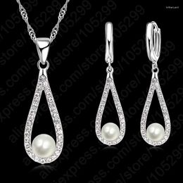 Necklace Earrings Set 925 Sterling Silver Crystal Necklaces Bridal For Women Anniversary Gift Fashion Jewellery Wholesale