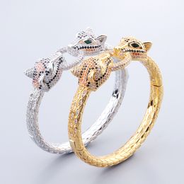 fashion 18K gold two Leopard silver bangle bracelets for women set ring men luxury Fashion unisex Jewellery designer Women jewlery party gift Accessories Wedding sale