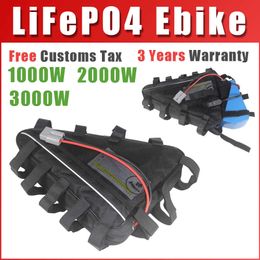 LiFePO4 Triangle Bag 24V 36V 48V 52V 60V 72V Electric bike Battery 4000 time Long life cycle